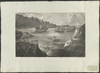 Nolströms och Gullö fall, samt Ekebads sluss vid Trollhättan. Les Chutes de nolström et de Gullö, ainsi que l'ècluse d'Ekeblad à Trollhätta.[Bild]