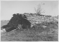 Vickleby, traditionsbetingad källare med tak av överkragade kalkstenshällar