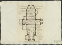 S:t Claræ kyrckas i Stockholm grundritning och graf-carta upprättad in Mayo 1764.[Bild]