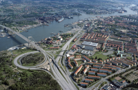 Älvsborgsbron och Rödastensmotet. Göteborg