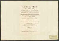 Géographie moderne : rédigé sur un nouveau plan ... Renfermant la concordance des principaux points de la géographie ancienne et du moyen age, avec la géographie moderne.[titelsida och 17 sidor text]