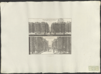 Växthuset i Rosersbergs trädgård, prytt med allehanda vattenkonster och statyer. Utsikt över samma växthus från öster