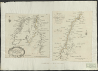 Charta som wisar sträckningen såwäl af land- och fiäll-ryggarne, samt Riks Gräntsen i mellan Swerige och Norrige ifrån deras början tils de alla råkas i Rute- och Skars Fiällen..[Kartografiskt material]