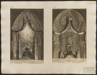 Sorgedecoration i kongl. Gustavi grafchoret vid högst salig konung Adolph Fredrichs bisättning....[Bild]