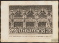 Dekoration av långsidorna i Riddarholmskyrkan vid drottning Ulrica Eleonoras begravning 24 november 1693.[Bild]