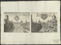 Stockholms gamla slotts borggård från väster || Stockholms gamla slotts borggård från öster