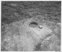 Toftaholm, skålgrop i fast häll bredvid Lagastigen