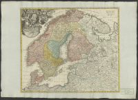 Scandinavia complectens Sueciæ, Daniæ et Norvegiæ, Regna.[Kartografiskt material]