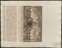 Utseende af decorationen på wästra sidan om kongeliga slottet i Stockholm, vid konung Gustaf den III:s och drottning Sophia Magdalenas kröning....[Bild]