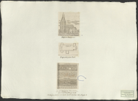 Figurae hieroglyphicae Monumentum Sepulcrale R. Olavi Skottkonung insculpta. || Planritning över Husaby kyrka. || Templum Husabyense.