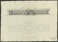 Andra fasaden af det tillämnade nya slottet på Haga.[Bild]