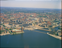 Stockholm City mot öster med Stadshuset och Centralstationen