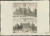 Den vittberömde och utmärkte herr baronen och riksskattmästaren Gustaf Bondes palats i Stockholm (från nordost) || Den vittberömde och utmärkte herr baronen och riksskattmästaren Gustaf Bondes palats i Stockholm sett från Riddarhustorget