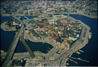 Gamla stan, Slussen, Riddarfjärden, Riddarholmen, Norrmalm, Centralbron, City.