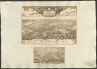 Prospekt der Stadt Narva, als Carl der XII selbige a 1700 d 20/30 nov entsetze und den Czaar Peter gäntzlich schlug und verjagte.[Bild]