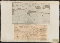 Charta som visar vattudraget emellan siön Vettern och utloppet i Saltsjön vid Norr- och Söderköping. || Sammandragen afvägningskarta öfver segelleden emellan Wettern och Slättbaken.